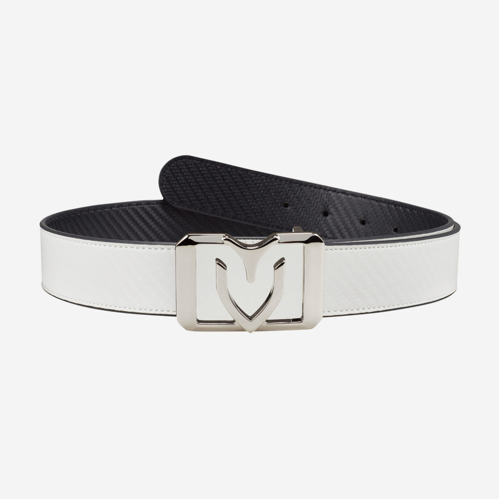 Reversible Belt -V SQUARE- SLIVER (WHITE/BLACK)